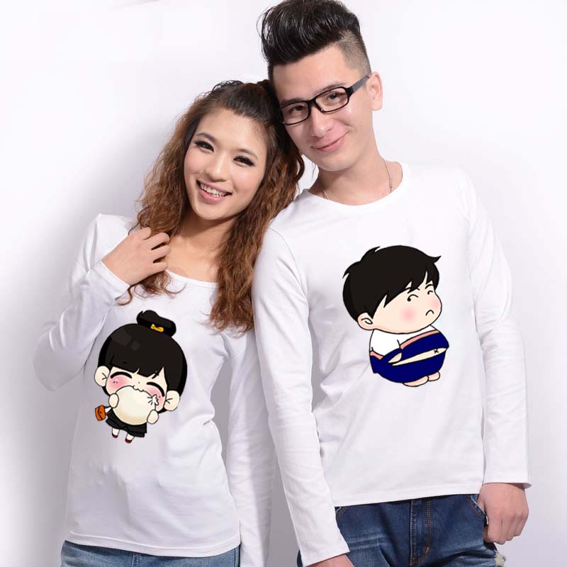 情侶裝春裝男女長(cháng)袖2019新款卡通純棉t恤結婚領(lǐng)證拍照潮班服定制(圖15)